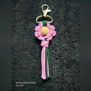 NWOT Handmade Macramé Flower Keychain - Lilac